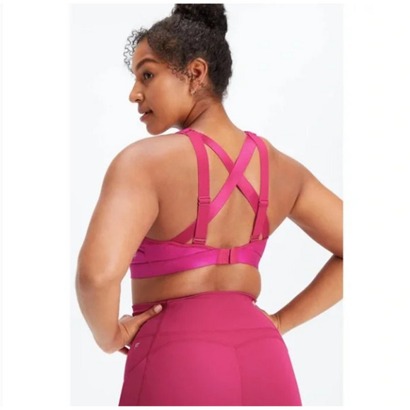 Fabletics Pink Iridescent Adjustable High Impact Sports Bra Womens SM Glam - Picture 2 of 5